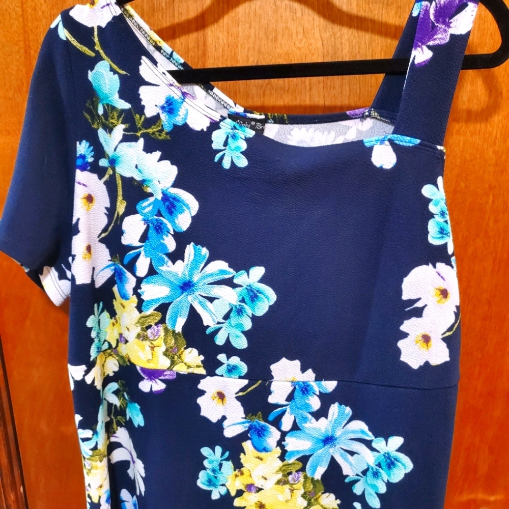 Gorgeous Unique Floral Navy Dress 1X